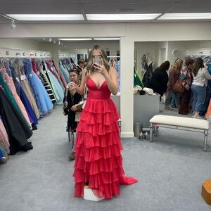 Bright red Sherri Hill Prom dress!!